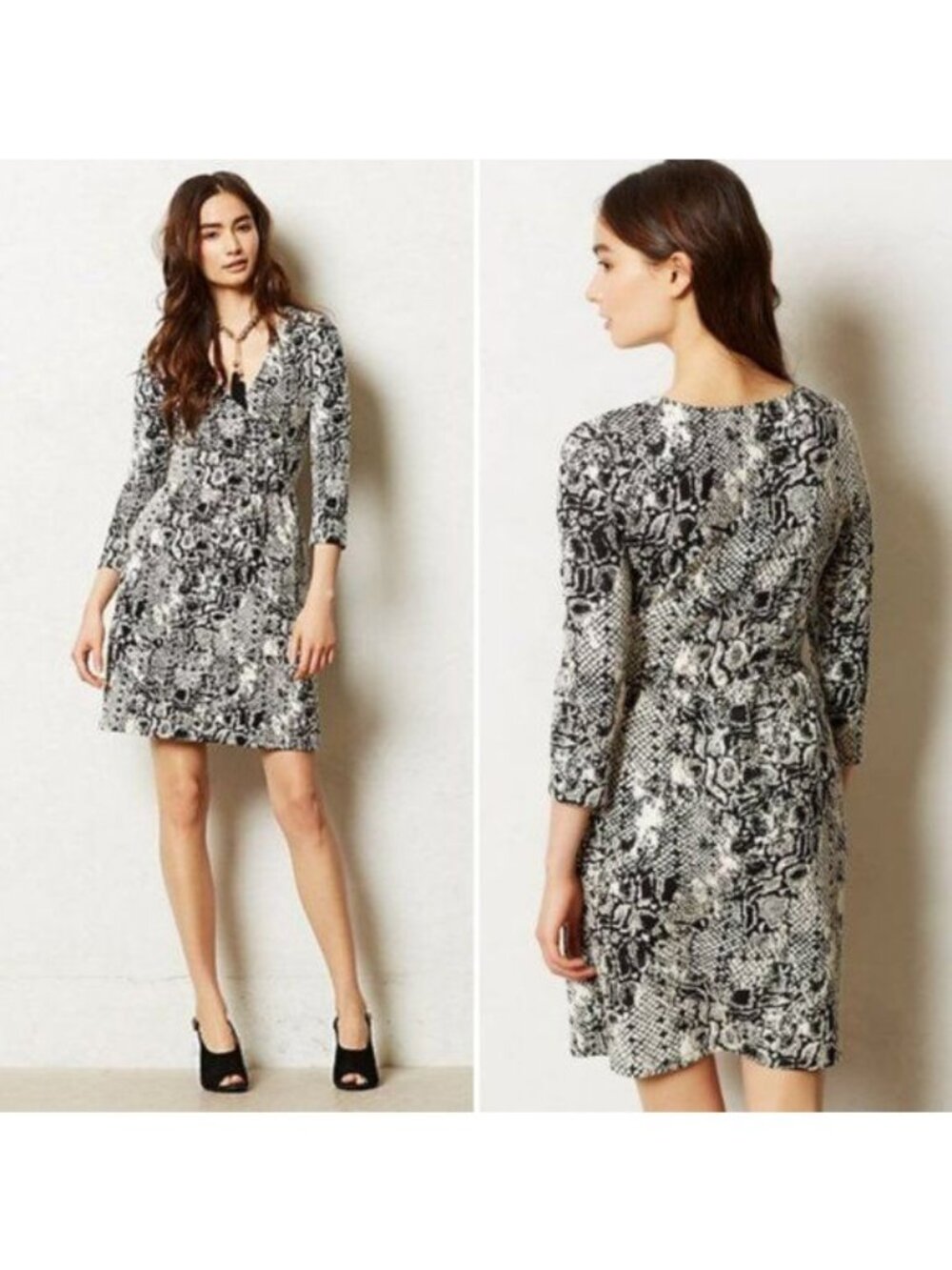 HD IN PARIS Textured Snake Print Wrap Dress - XS